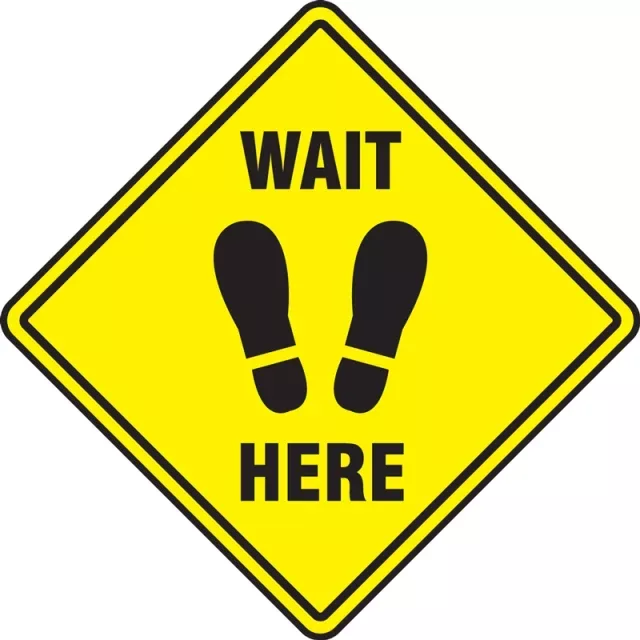 Accuform MFS353 Slip-Gard Floor Sign: Wait Here (Footprints)