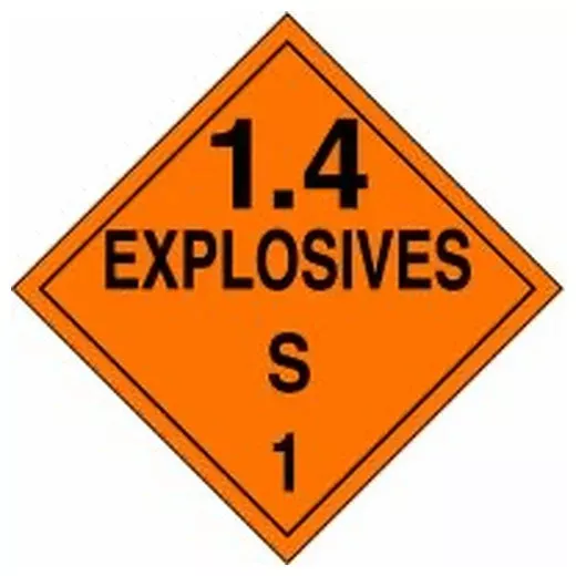 Accuform MPL133RM50 DOT Placard: Hazard Class 1 - Explosives & Blasting Agents (1.4S)