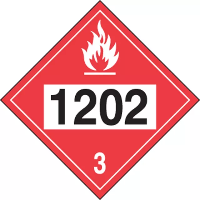 Accuform MPL744VP100 4-Digit DOT Placards: Hazard Class 3 - 1202 (Diesel Fuel)