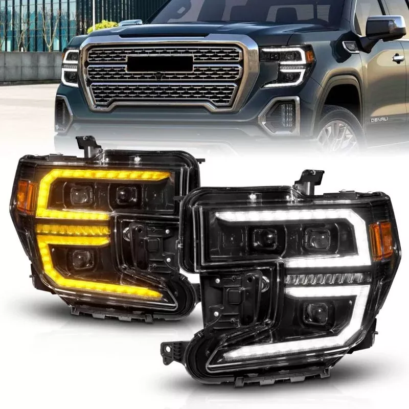 ANZO 19-21 GMC Sierra 1500 LED Projector Headlight w/Switchback+Sequential - Black - A&D Discount Performance