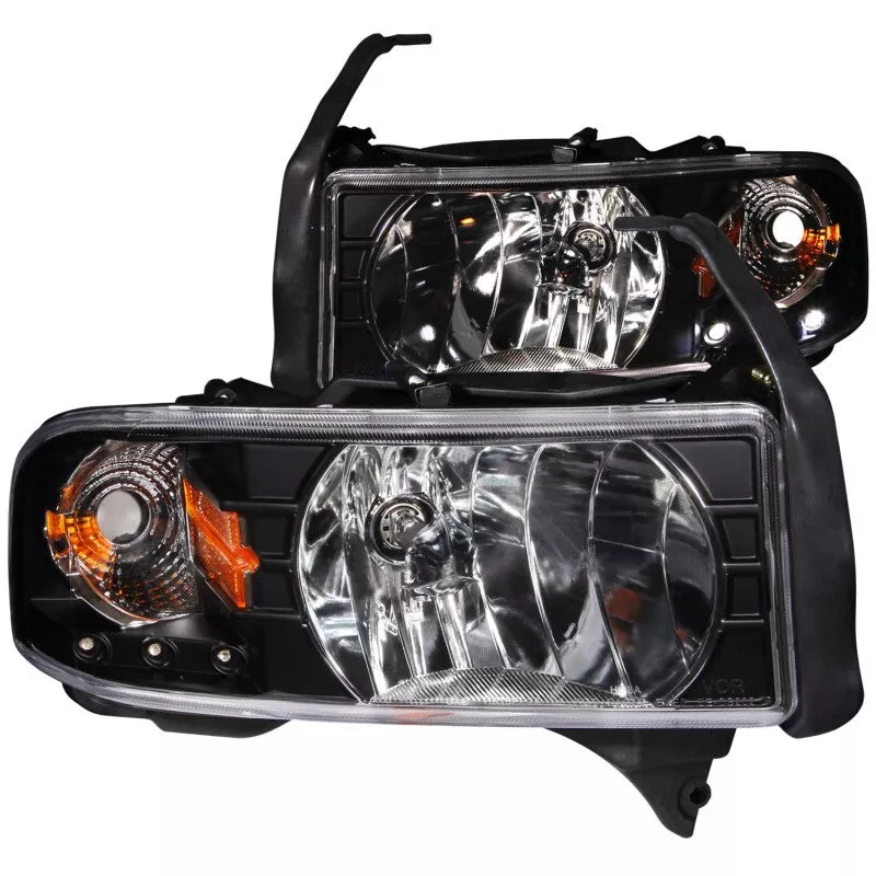 ANZO 1994-2001 Dodge Ram Crystal Headlights Black w/ LED - A&D Discount Performance