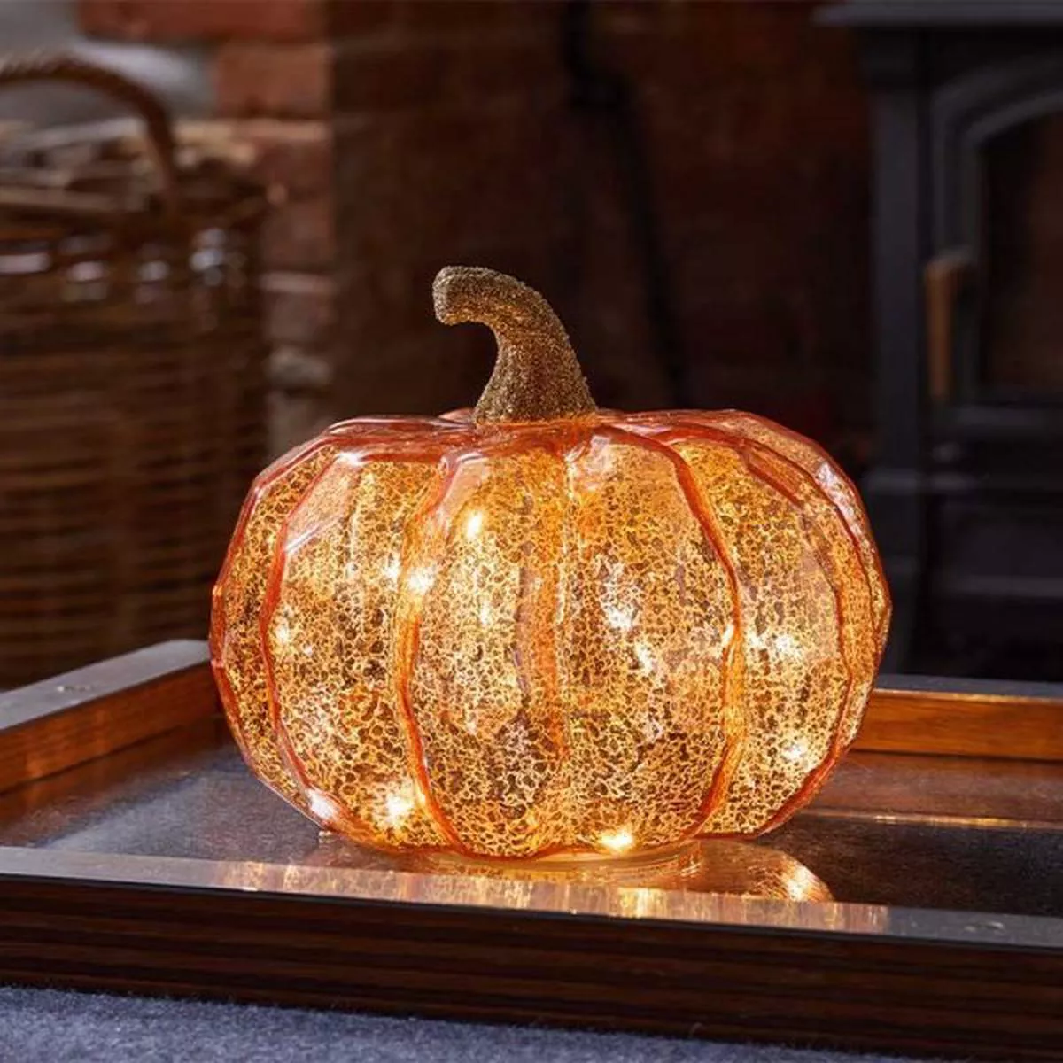 InLit Golden Pumpkin Glass with Auto Timer