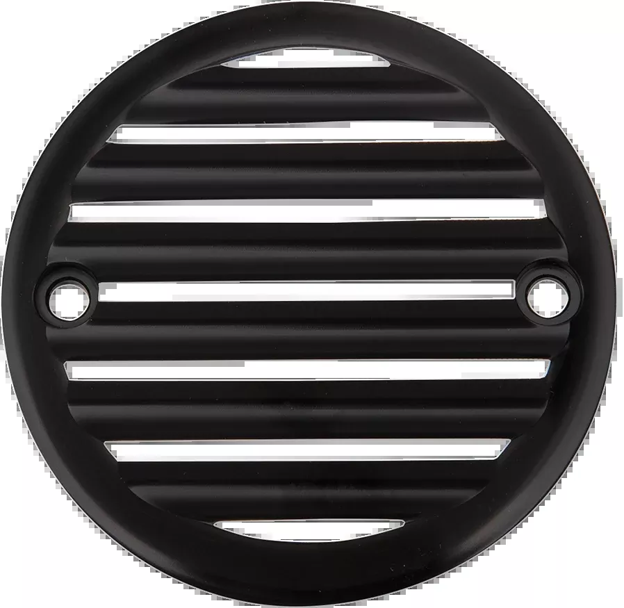 Joker Machine Points Cover - Finned - 2 Hole - Black Anodized/Silver -